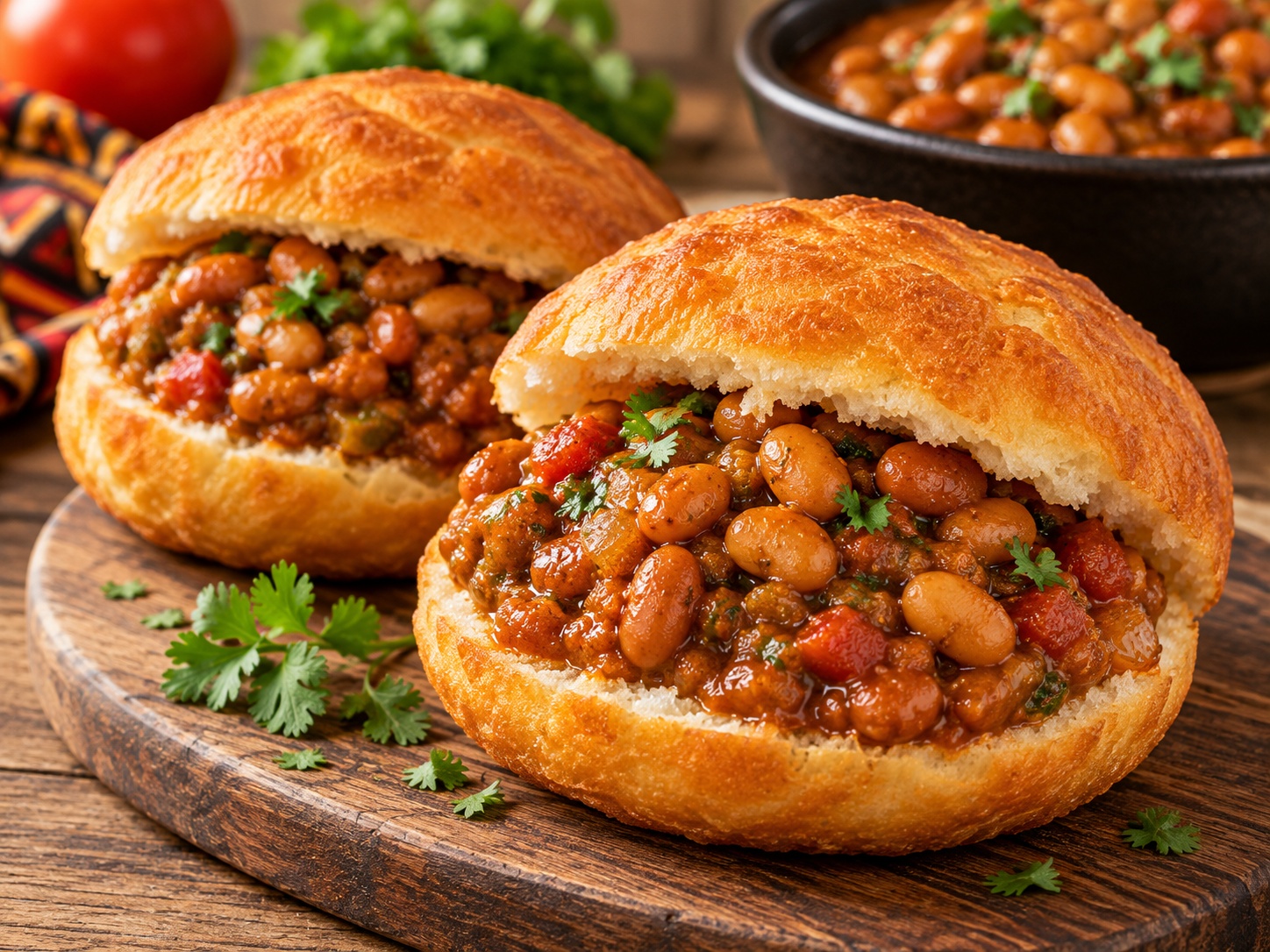 Vetkoek bean curry